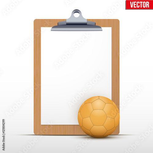 Coaching blank clipboard and handball ball. Editable Vector illustration Isolated on white background.