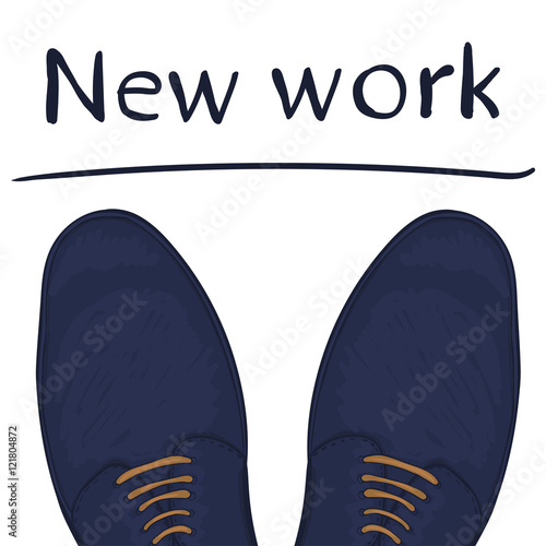 Business concept a new job. Feet on the road. Make a choice. Vector