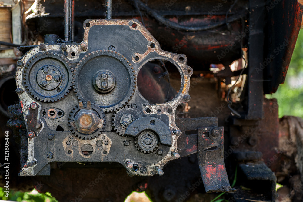 Dirty disassembled engine