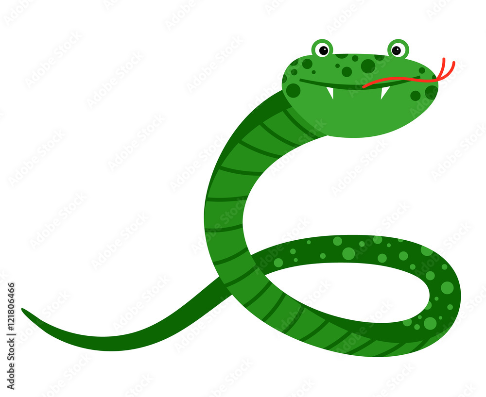 Fototapeta premium Long pretty snake with teeth and red thorn