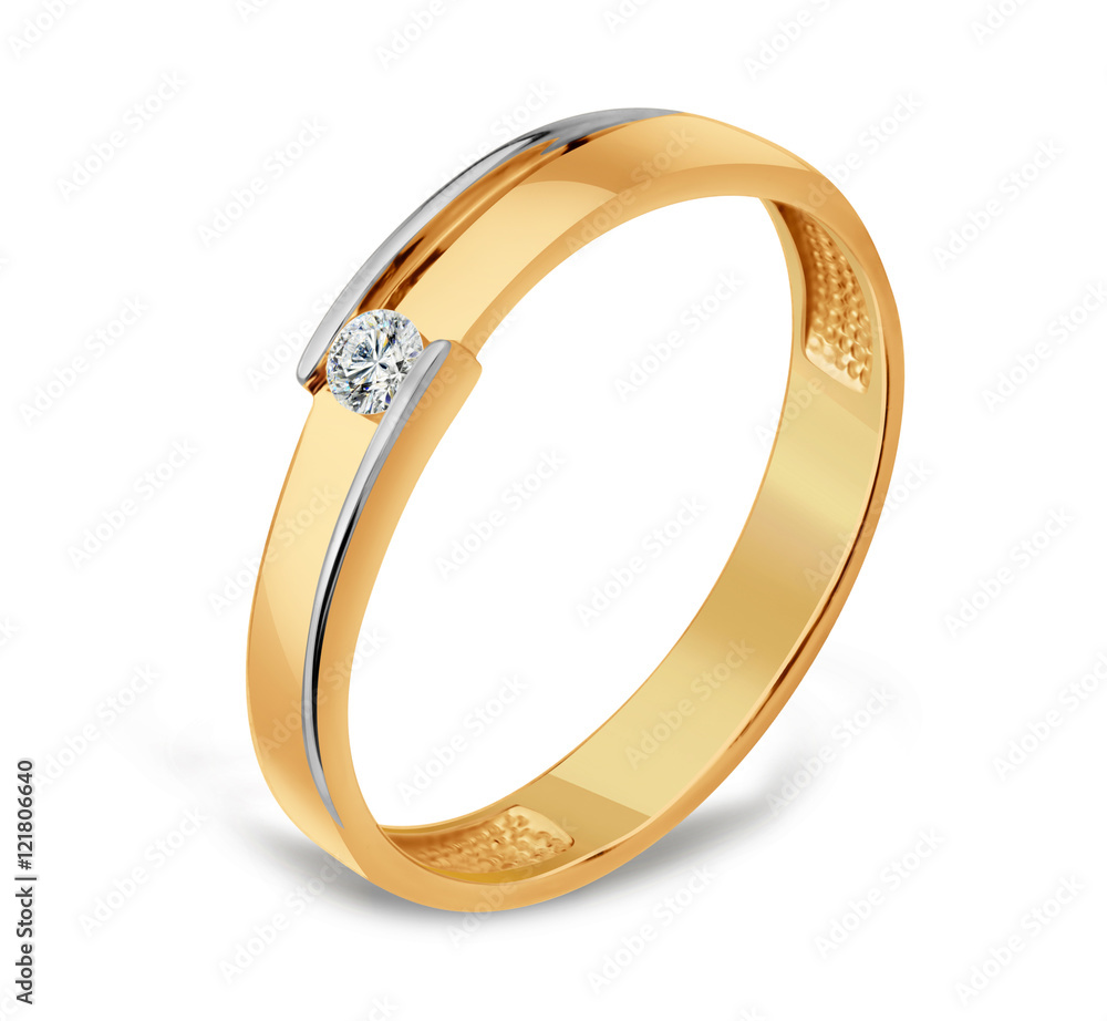 Wedding ring with a diamond, 3D illustration Wedding ring with a diamond, 3D illustration