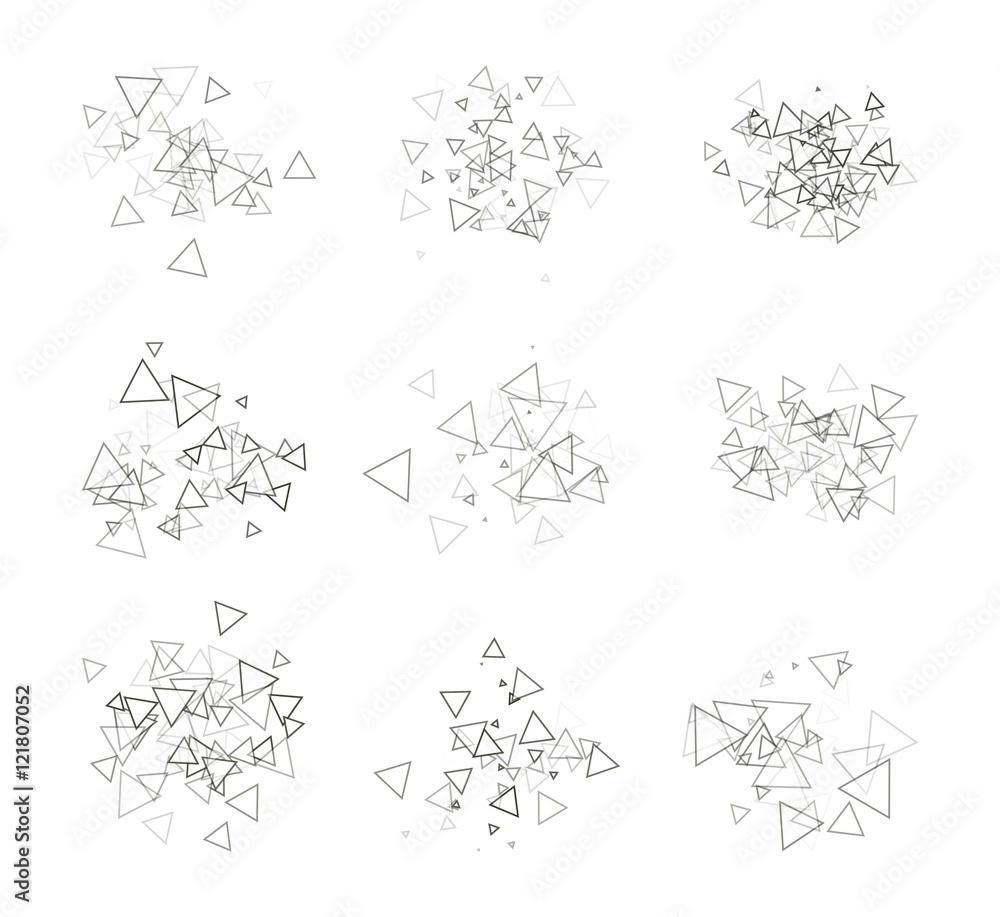 Abstract geometrical background. The monochrome gray set isolated elements for design of posters, cards, pamphlets and titles of sites in a linear fashion. Vector
