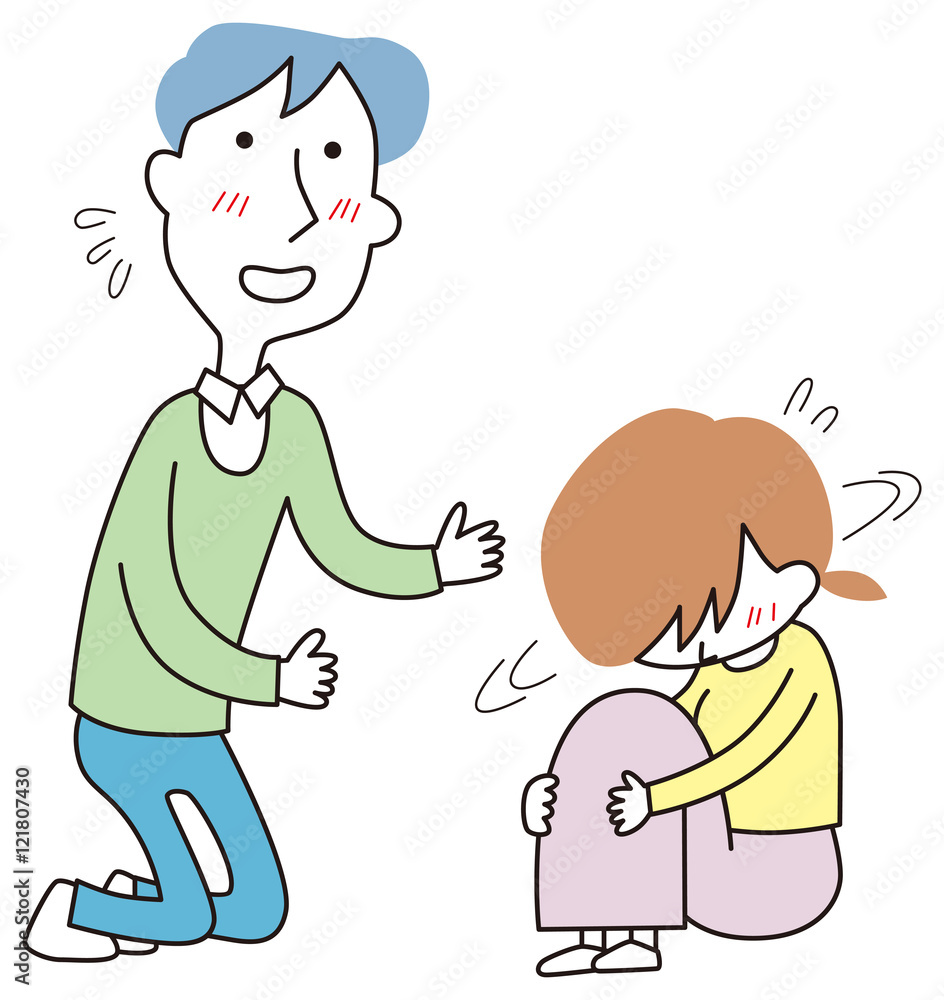 女性を慰める男性 女性を慰める男性
