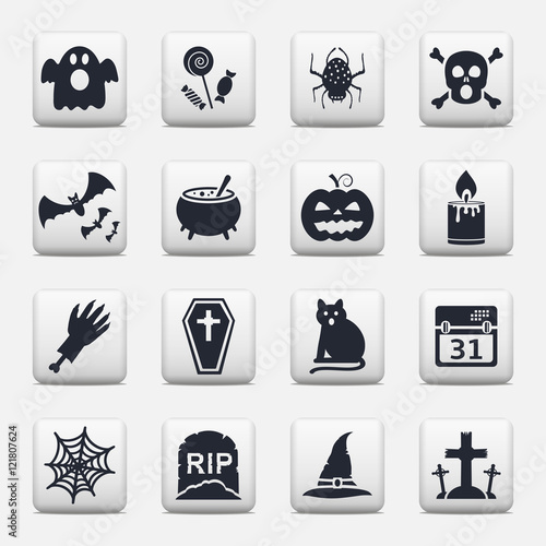 Halloween icons, web buttons set