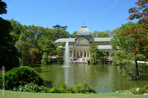 Crystal Palace, Pond and Fountain - Park of the Pleasant Retreat, Madrid, Spain
