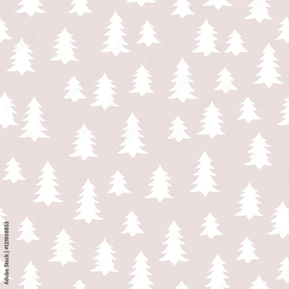 Obraz premium Seamless minimal vector pattern with white winter trees. For cards, invitations, wedding or albums, backgrounds and scrapbooks.