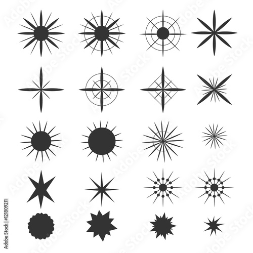 Sparkle stars icons. Symbols of , glint. gleam, etc.