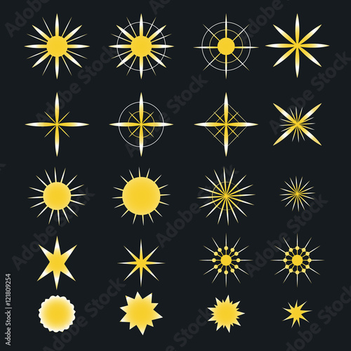 Sparkle stars icons. Symbols of , glint. gleam, etc.