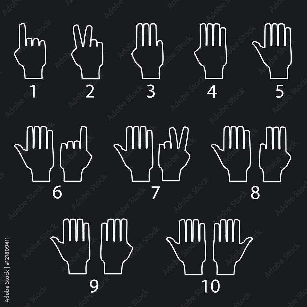 Fototapeta premium Hand gestures line icons set. Vector