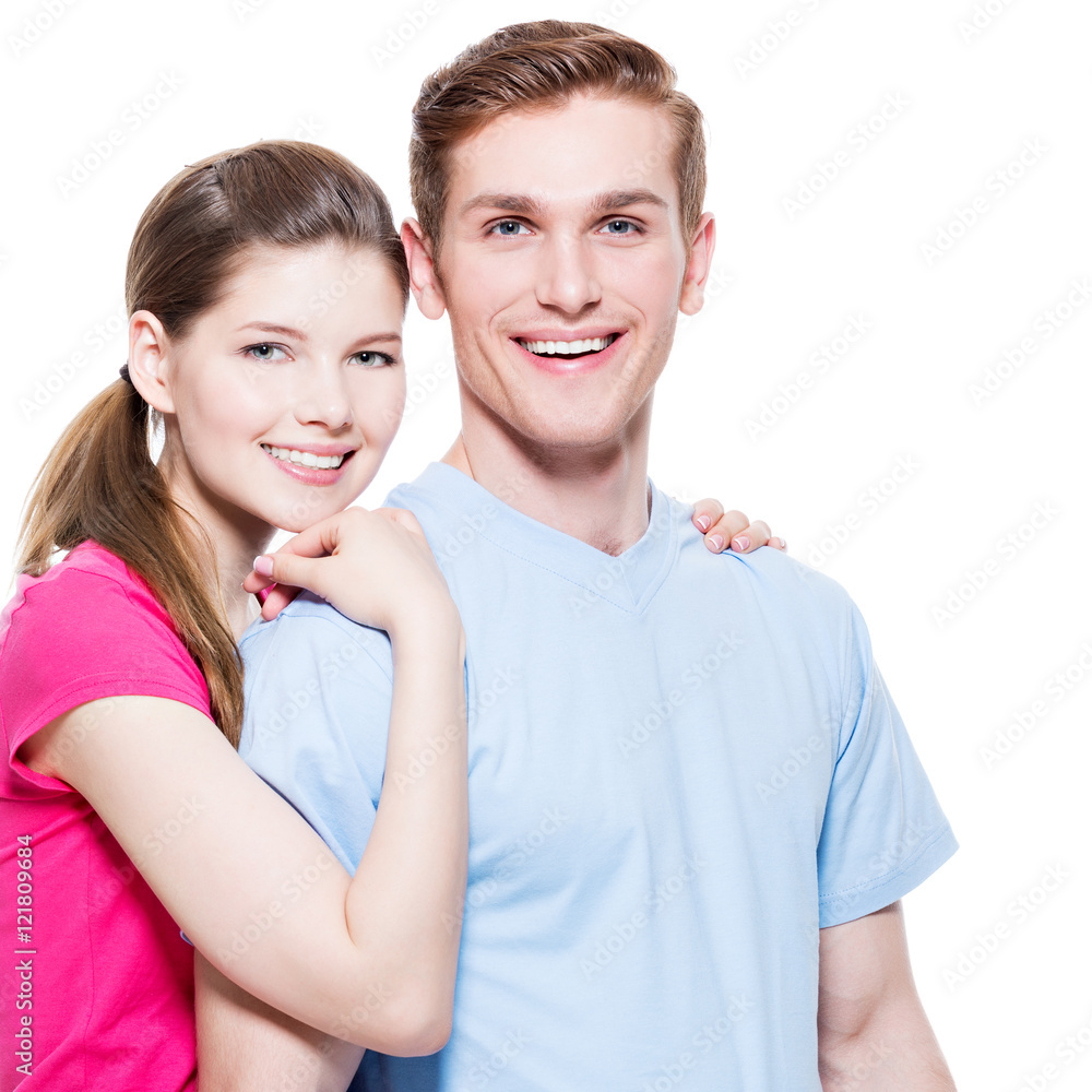 Portrait of happy embracing couple. Portrait of happy embracing couple.