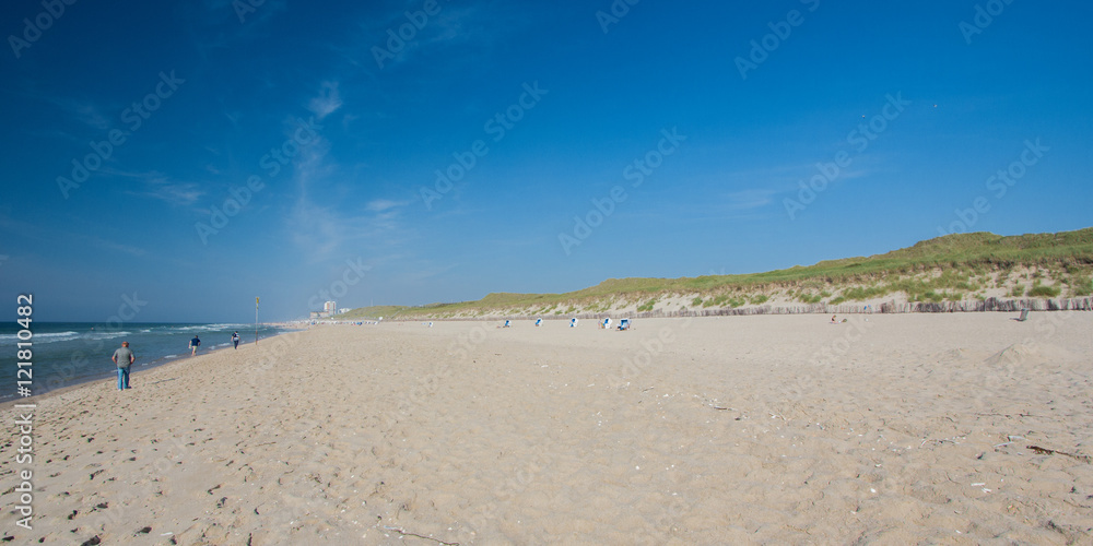 North Sea beach towards Westerland city on Sylt island