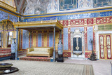 Beautifully decorated vintage audience hall of Sultan at Topkapi palace in Istanbul, Turkey