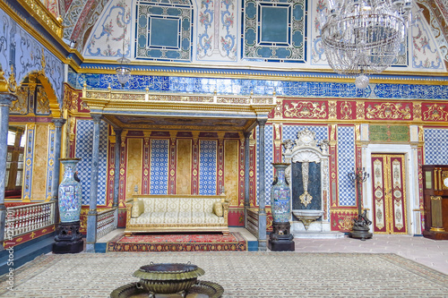 Beautifully decorated vintage audience hall of Sultan at Topkapi palace in Istanbul, Turkey photo