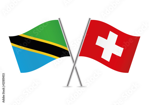 Tanzania and Switzerland flags. Vector illustration.