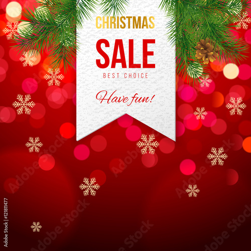 Chrismas sale banner on bokeh background