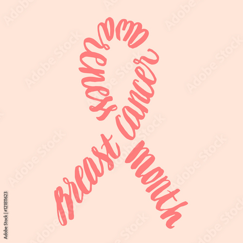 breast cancer awareness month calligraphy ribbon.