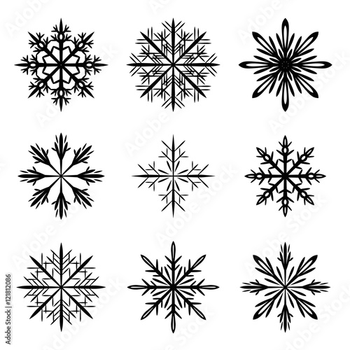 snowflake silhouette vector set
