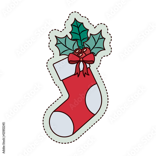 Boot icon. Merry Christmas season and decoration theme. Isolated design. Vector illustration