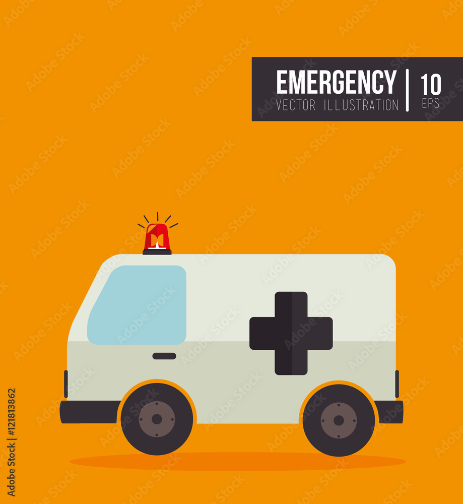 Fototapeta premium emergency ambulance medicine vehicle over yellow background. vector illustration