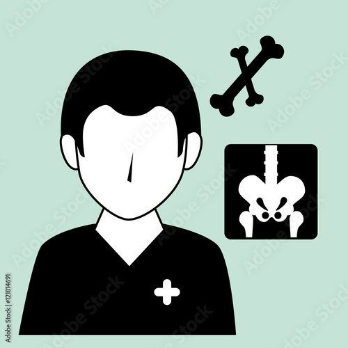 avatar medical orthopedist doctor man and bones xrays. vector illustration