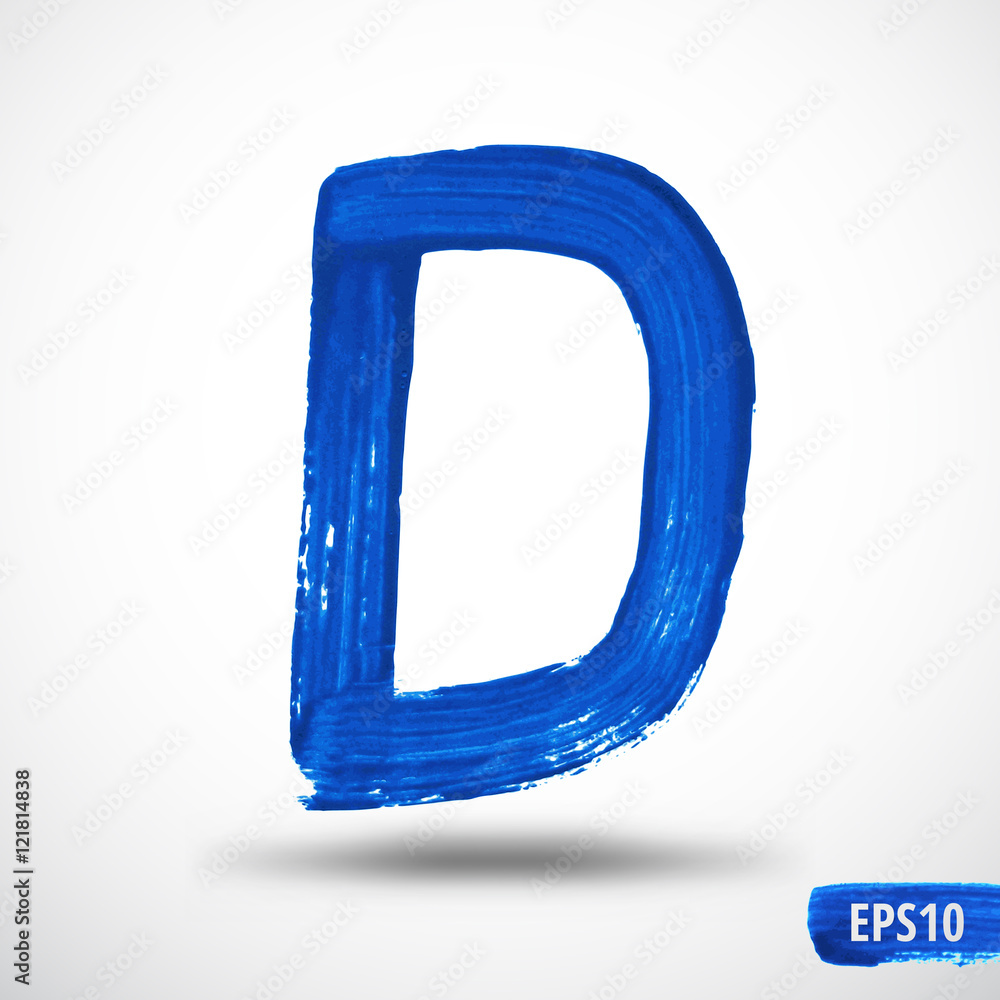 Letter D. Blue watercolor alphabet symbol on bright background. Vector illustration Letter D. Blue watercolor alphabet symbol on bright background. Vector illustration