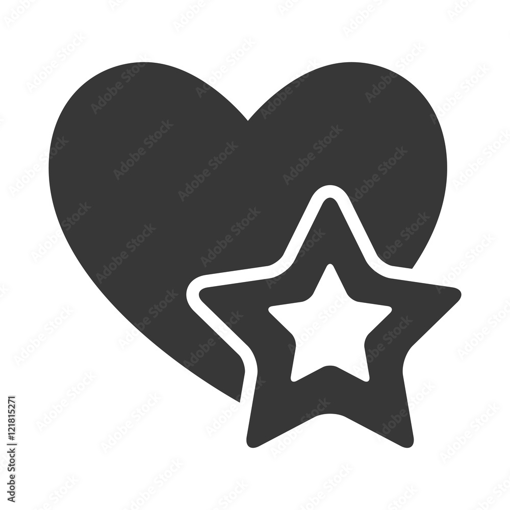 heart shape symbol with star icon silhouette. vector illustration heart shape symbol with star icon silhouette. vector illustration