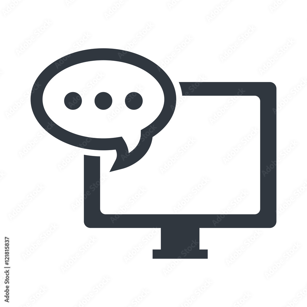 screen monitor computer technology device with speech bubble icon. vector illustration