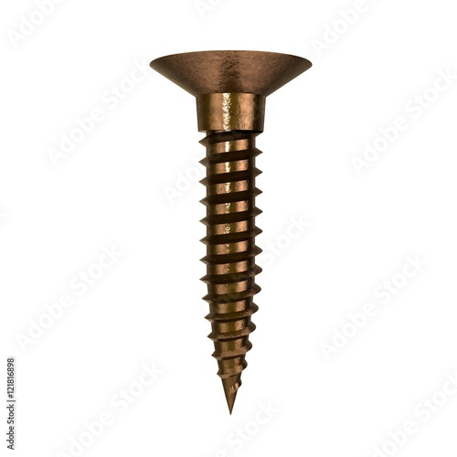 Metallic screw. 3D renderin...
