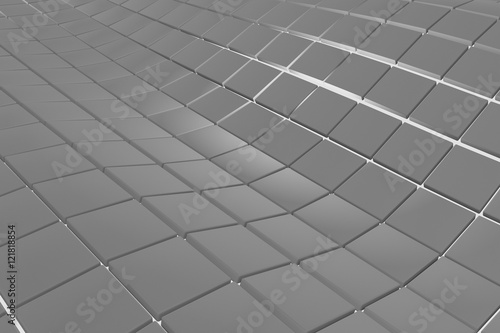 Wavy surface made of black cubes with glowing background  abstract background  3d render illustration