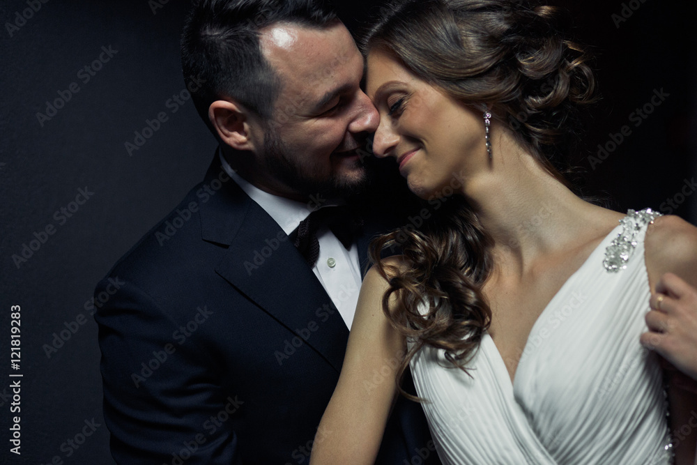 Happy couple in the day of their wedding Happy couple in the day of their wedding