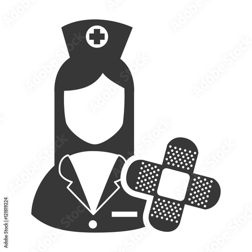 avatar woman nurse with adhesive bandage  medicine icon. vector illustration