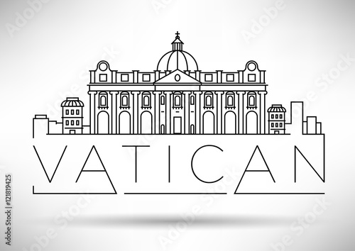 Minimal Vatican City Linear Skyline with Typographic Design