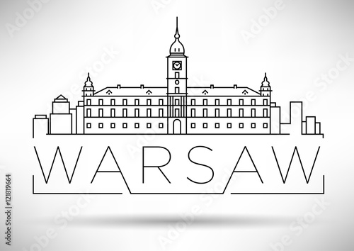 Minimal Warsaw City Linear Skyline with Typographic Design