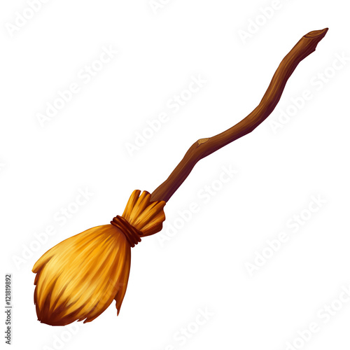 Cartoon style yellow vector witchs broom