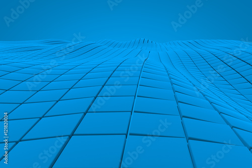 Wavy surface made of cubes, abstract background, 3d render illustration