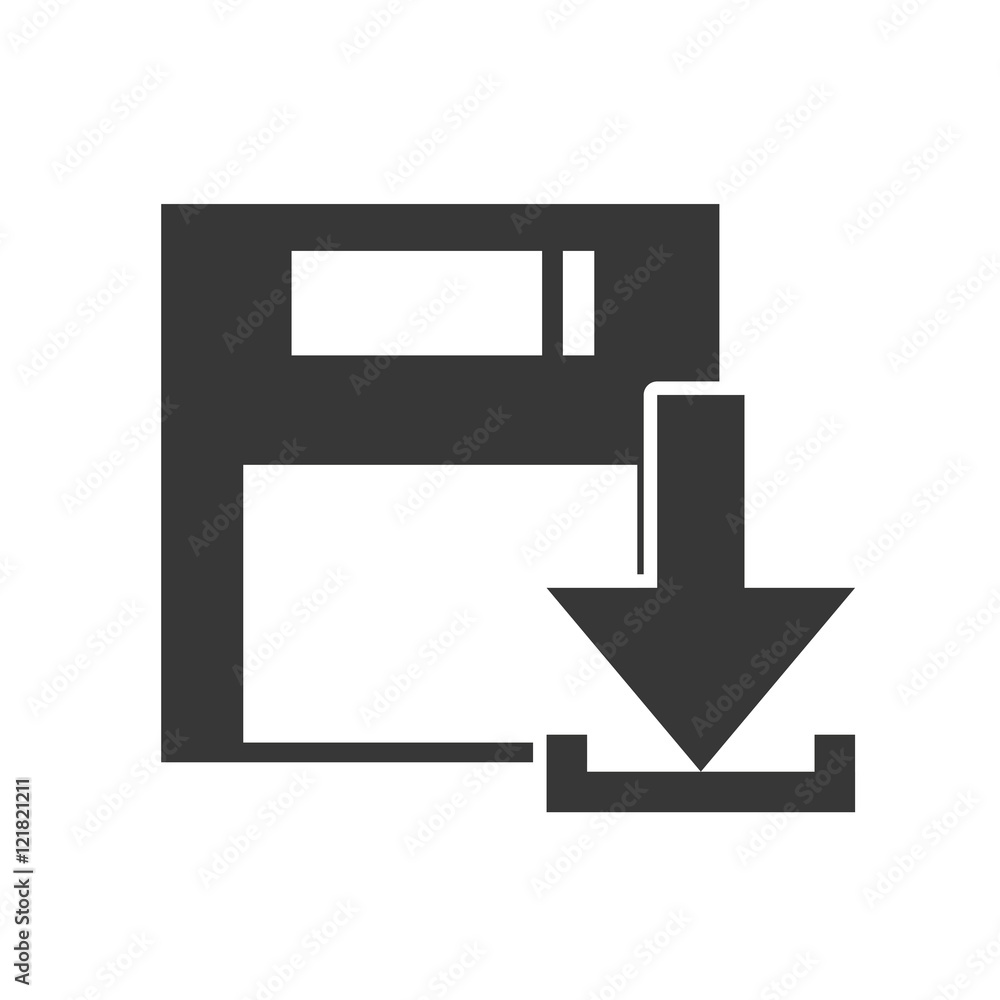 data diskette retro device with download arrow icon silhouette. vector illustration data diskette retro device with download arrow icon silhouette. vector illustration