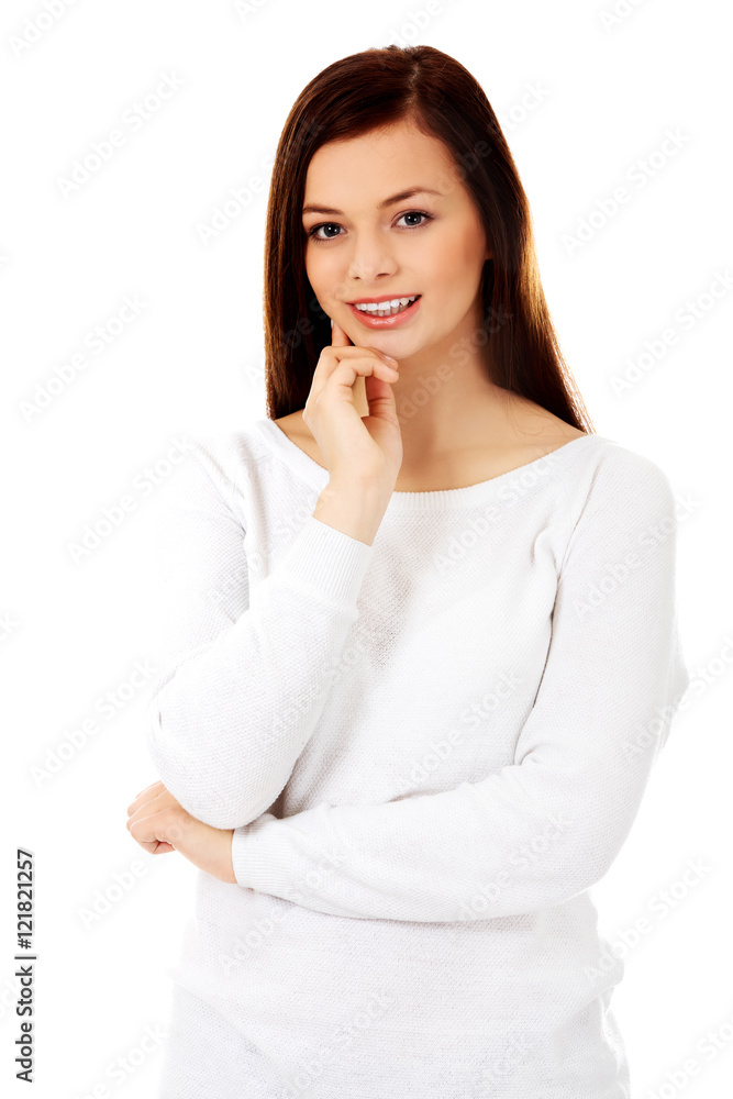 Smiling beautiful brunette young woman Smiling beautiful brunette young woman