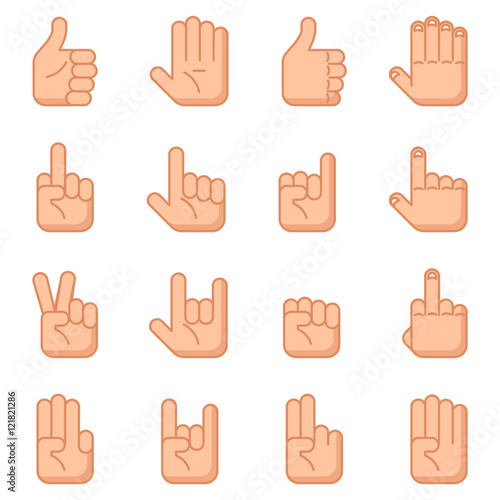 Hand gestures flat signs