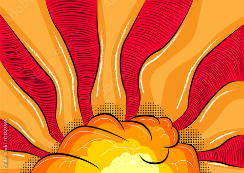 Vector illustrated comic book style explosion background.