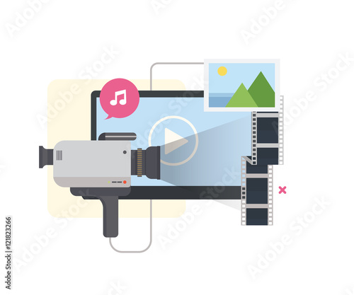 Video marketing. Approaches, product overview, creating explainer video to increase sales.Flat design.