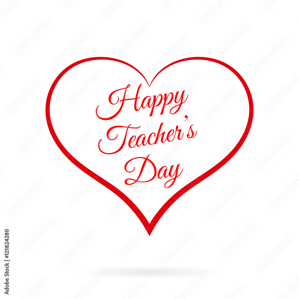 Vector Happy Teacher s Day inside red heart