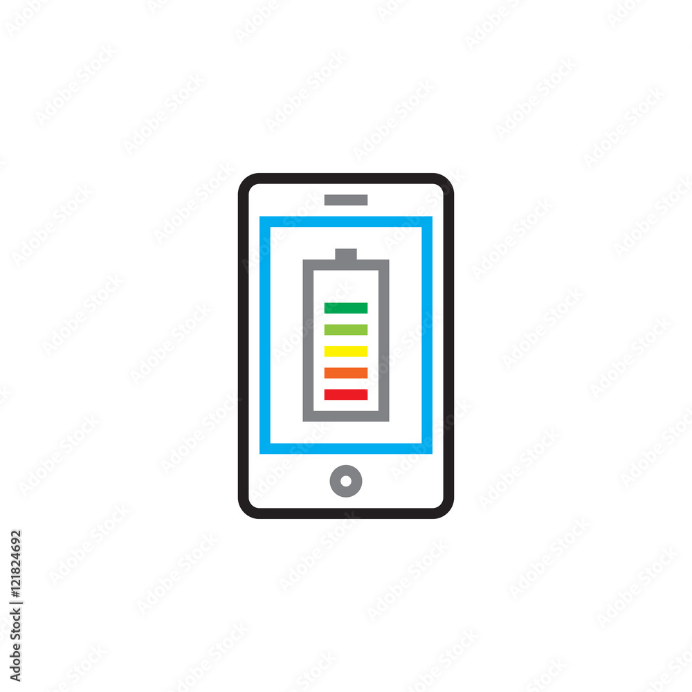 phone charging line icon, outline vector logo, linear colorful pictogram isolated on white phone charging line icon, outline vector logo, linear colorful pictogram isolated on white