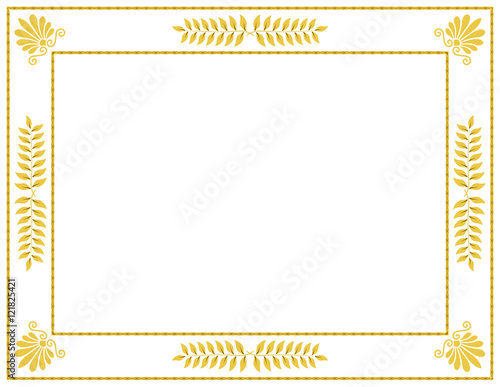 Cadre déco grec, palmettes Gold fond blanc