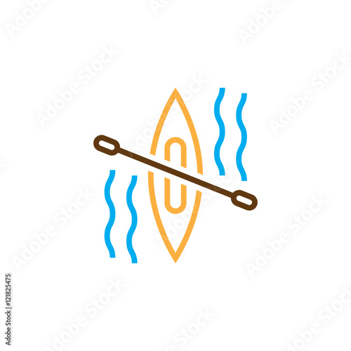 kayak line icon, outline canoe vector logo, linear colorful pictogram isolated on white