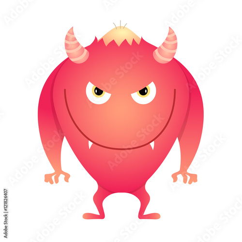 Red sly monster with horns. Eps10 vector illustration.