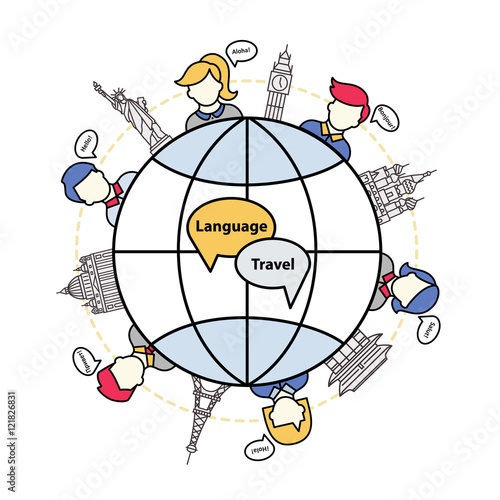 Vector logo for the language of tourism.