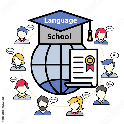 Vector logo of a language school abroad.