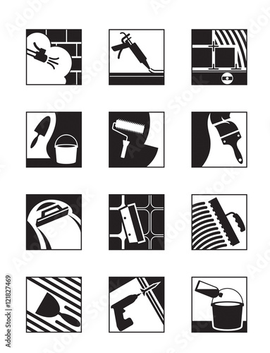 Construction adhesives and mixtures - vector illustration