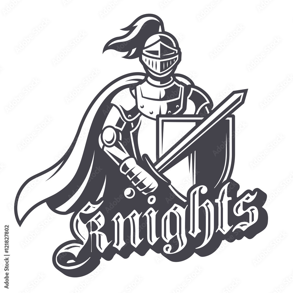 Fototapeta premium Monochrome knight sport logo