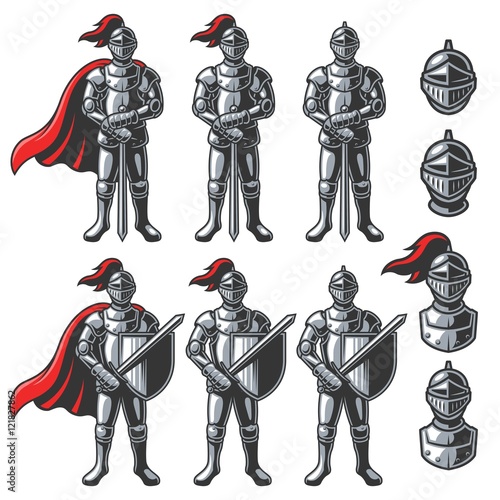 Vászonkép Set of color knights